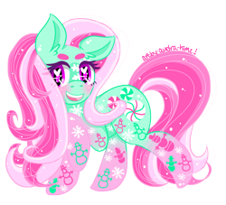Size: 2200x2000 | Tagged: safe, artist:audra-hime, character:minty, g3, cute, female, g3betes, heart eyes, mintabetes, simple background, solo, transparent background, wingding eyes, winter minty