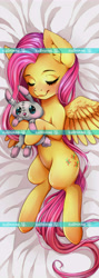Size: 2598x7322 | Tagged: safe, artist:vanilla166, character:fluttershy, species:pegasus, species:pony, absurd resolution, body pillow, body pillow design, female, mare, pillow, plushie, sleeping, solo, watermark
