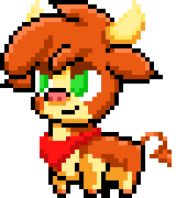 Size: 160x180 | Tagged: safe, artist:sonicboy112, community related, character:arizona cow, species:cow, them's fightin' herds, animated, bandana, female, gif, pixel art, simple background, solo, transparent background