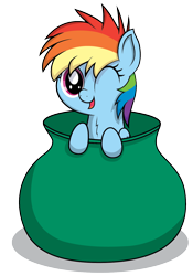Size: 1000x1430 | Tagged: safe, artist:chubble-munch, character:rainbow dash, chest fluff, cookie jar, cute, dashabetes, female, filly, one eye closed, pot, solo, wink