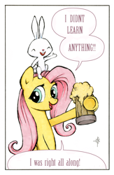 Size: 574x882 | Tagged: safe, artist:halfsparkle, edit, character:angel bunny, character:fluttershy, species:pony, episode:fluttershy leans in, g4, my little pony: friendship is magic, ask sex-positive fluttershy, cider, dialogue, hoof hold