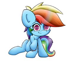 Size: 3601x3000 | Tagged: safe, artist:machstyle, character:rainbow dash, species:pegasus, species:pony, colored pupils, female, looking at you, mare, simple background, sitting, smiling, solo, white background
