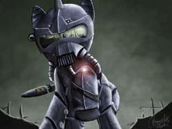 Size: 1152x864 | Tagged: safe, artist:turbopower1000, species:pegasus, species:pony, fallout equestria, armor, enclave, enclave armor, grand pegasus enclave, power armor, powered exoskeleton, raised hoof, solo