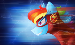 Size: 4000x2400 | Tagged: safe, artist:meownimator, character:rainbow dash, species:pony, absurd resolution, clothing, cosplay, costume, dc comics, female, mare, solo, superhero, the flash
