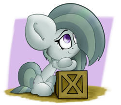 Size: 1735x1501 | Tagged: safe, artist:machstyle, character:marble pie, species:earth pony, species:pony, big ears, box, chibi, female, mare, solo