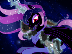Size: 1024x768 | Tagged: safe, artist:celestialess, oc, oc only, oc:celestialess, oc:livestrong, oc:softfang, species:alicorn, species:pony, amputee, magic, old art, old design, space, stars, trio