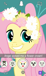 Size: 438x720 | Tagged: safe, artist:vinylbecks, character:fluttershy, species:pegasus, species:pony, cute, female, mare, shyabetes, snapchat, snapchat filter, solo