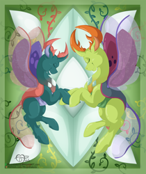 Size: 1352x1613 | Tagged: safe, artist:missydakota, character:pharynx, character:prince pharynx, character:thorax, species:changeling, species:reformed changeling, episode:to change a changeling, g4, my little pony: friendship is magic, brothers, changedling brothers, eyes closed, male