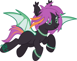 Size: 796x630 | Tagged: safe, artist:vinylbecks, oc, oc only, oc:claudia, species:bat pony, collar, draw to adopt, simple background, transparent background