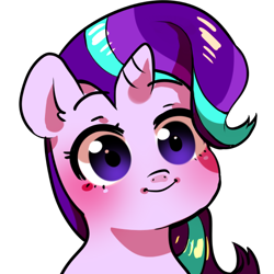 Size: 512x512 | Tagged: safe, artist:kkotnim, character:starlight glimmer, species:pony, species:unicorn, blushing, cute, female, glimmerbetes, mare, simple background, smiling, solo, transparent background