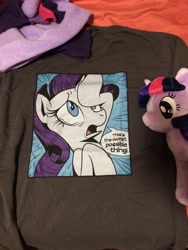 Size: 2448x3264 | Tagged: safe, artist:anjila, character:rarity, character:twilight sparkle, species:pony, species:unicorn, crying, dialogue, irl, marshmelodrama, merchandise, modern art, photo, plushie, pop art, roy lichtenstein, speech bubble, style emulation, the worst possible thing