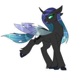 Size: 662x653 | Tagged: safe, artist:spooky-kitteh, oc, oc only, oc:white lies, species:changeling, female, simple background, solo, transparent background, unshorn fetlocks