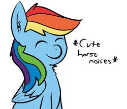 Size: 883x760 | Tagged: safe, anonymous artist, artist:visiti, edit, character:rainbow dash, species:pegasus, species:pony, /mlp/, 4chan, cute, dashabetes, descriptive noise, drawthread, ear fluff, eyes closed, female, horse noises, simple background, smiling, solo, white background