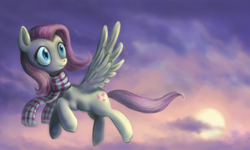 Size: 1024x616 | Tagged: safe, artist:turbosolid, character:fluttershy, clothing, scarf