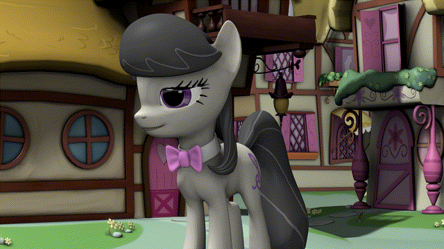 Size: 640x360 | Tagged: safe, artist:tech--pony, character:octavia melody, species:earth pony, species:pony, 3d, :d, animated, cute, double take, eyes closed, female, glomp, it's coming right at us, kissing, laughing, looking at you, mare, notice, offscreen character, open mouth, ponyville, pov, running, smiling, source filmmaker, tavibetes, tech--pony is trying to murder us