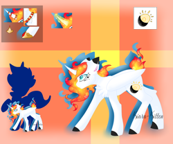 Size: 6000x5000 | Tagged: safe, artist:kiara-kitten, oc, oc only, oc:burning flame, parent:princess celestia, parent:rarity, parents:rarilestia, species:alicorn, species:pony, absurd resolution, female, magic, magical lesbian spawn, mare, offspring, reference sheet, solo