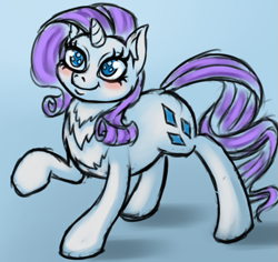Size: 533x503 | Tagged: safe, artist:countaile, character:rarity, species:pony, blushing, chest fluff, cute, female, mare, raised hoof, raribetes, smiling, solo, wingding eyes