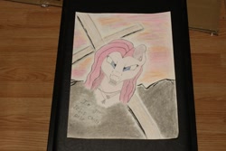 Size: 1280x853 | Tagged: safe, artist:lamb, character:pinkamena diane pie, character:pinkie pie, chris cornell, grunge, jesus christ pose, soundgarden, traditional art, twisted fork