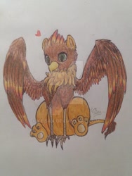 Size: 600x800 | Tagged: safe, artist:keisaa, oc, oc only, species:griffon, solo, traditional art, watermark