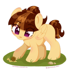 Size: 2500x2500 | Tagged: safe, artist:vampteen83, oc, oc only, oc:daydream, species:pegasus, species:pony, female, filly, high res, simple background, snail, solo, transparent background