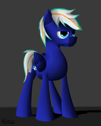 Size: 1024x1280 | Tagged: safe, artist:nixworld, oc, oc only, oc:electric blue, species:pegasus, species:pony, art deco, beard, blue, cutie mark, facial hair, male, shadow, simple background, smiling, solo, stallion, standing, wings