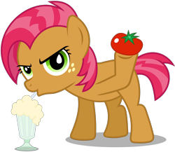 Size: 5520x4800 | Tagged: safe, artist:dewlshock, character:babs seed, episode:one bad apple, g4, my little pony: friendship is magic, absurd resolution, female, milkshake, simple background, solo, tomato, transparent background, vector