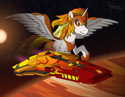 Size: 1920x1500 | Tagged: safe, artist:diggerstrike, character:daybreaker, character:princess celestia, species:alicorn, species:pony, crossover, elite dangerous, federal corvette, planet, science fiction, space, spaceship, stars