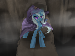 Size: 4000x3000 | Tagged: safe, artist:prozenconns, character:trixie, species:pony, species:unicorn, balrog, bridge, colored pupils, female, gandalf, gritted teeth, lord of the rings, mare, solo, you shall not pass