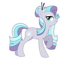 Size: 1200x1000 | Tagged: safe, artist:guzzlord, oc, oc only, oc:opalescence, parent:coco pommel, parent:maud pie, parents:marshmallow coco, species:earth pony, species:pony, female, hair bun, hairpin, magical lesbian spawn, mare, next generation, offspring, raised hoof, simple background, solo, transparent background