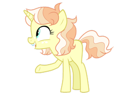 Size: 800x616 | Tagged: safe, artist:guzzlord, oc, oc only, oc:daffodil, parent:hayseed turnip truck, parent:lily lace, species:pony, species:unicorn, crack ship offspring, female, filly, next generation, offspring, raised hoof, simple background, solo, transparent background