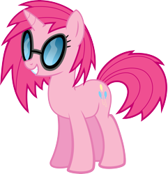 Size: 3857x4000 | Tagged: safe, artist:namelesshero2222, character:pinkie pie, species:pony, alternate hairstyle, female, high res, mare, race swap, simple background, solo, sunglasses, transparent background, unicorn pinkie pie, vector