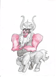 Size: 1700x2338 | Tagged: safe, artist:joey012, character:lord tirek, anatomically incorrect, coloured pencil, incorrect leg anatomy, male, pencil, simple background, solo, traditional art, white background