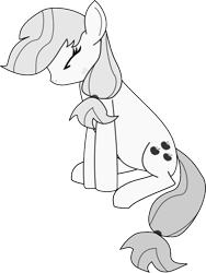 Size: 501x667 | Tagged: safe, artist:dbapplejack, character:applejack, species:earth pony, species:pony, eyes closed, female, grayscale, hatless, missing accessory, monochrome, simple background, sitting, solo, transparent background, vector