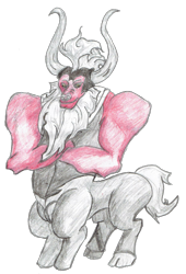 Size: 1215x1790 | Tagged: safe, artist:joey012, editor:binkyt11, character:lord tirek, anatomically incorrect, antagonist, coloured pencil, incorrect leg anatomy, male, pencil, simple background, solo, traditional art, transparent background, villains of equestria collab