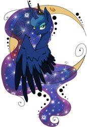 Size: 1280x1857 | Tagged: safe, artist:caldercloud, artist:satoshisdarkchan, character:princess luna, species:alicorn, species:pony, curved horn, female, looking at you, mare, simple background, solo, tattoo design, white background