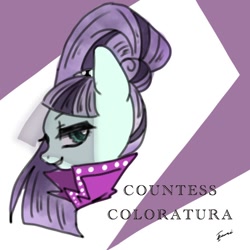 Size: 768x768 | Tagged: safe, artist:zoomiso, character:coloratura, character:countess coloratura, species:pony, bust, fake eyelashes, female, looking at you, mare, smiling, solo, veil