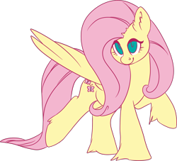 Size: 1886x1711 | Tagged: safe, artist:jennithedragon, character:fluttershy, species:pegasus, species:pony, ear fluff, female, hoof fluff, looking at you, mare, raised hoof, raised leg, simple background, smiling, solo, spread wings, transparent background, wings
