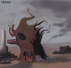 Size: 800x760 | Tagged: safe, artist:fiasko0, fallout equestria, concept art, golden oaks library, library, no pony