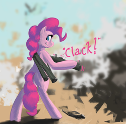 Size: 1280x1265 | Tagged: safe, artist:fiasko0, character:pinkie pie, female, l.a.w., m72, rocket launcher, solo, this will end in tears, weapon