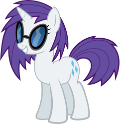 Size: 3857x4000 | Tagged: safe, artist:namelesshero2222, edit, character:dj pon-3, character:rarity, character:vinyl scratch, species:pony, species:unicorn, alternate hairstyle, color edit, colored, female, high res, hooves, horn, mare, simple background, smiling, solo, sunglasses, teeth, transparent background, vector