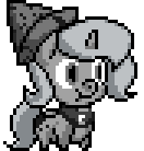 Size: 132x138 | Tagged: safe, artist:sonicboy112, character:princess luna, species:alicorn, species:pony, moonstuck, animated, cartographer's cap, clothing, female, filly, hat, monochrome, pixel art, simple background, solo, transparent background, woona, younger