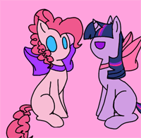 Size: 200x196 | Tagged: safe, artist:justagirlonline, character:pinkie pie, character:twilight sparkle, ask cute twinkie pie, ship:twinkie, animated, cute, diapinkes, female, frame by frame, hug, lesbian, shipping