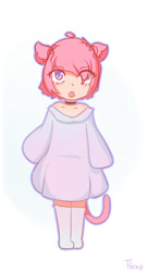 Size: 700x1300 | Tagged: safe, artist:sexyflexy, oc, oc only, species:human, blushing, cat tail, clothing, cute, dress, hair over one eye, humanized, purple eyes, socks