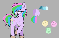 Size: 1024x667 | Tagged: safe, artist:the-75th-hunger-game, oc, oc only, oc:sugar high, parent:pinkie pie, parent:rainbow dash, parents:pinkiedash, species:earth pony, species:pony, bandaid, cutie mark, drug dealer, drugs, drugs are bad mmmkay?, ecstasy (drug), heart, magical lesbian spawn, male, next generation, offspring, plaster, reference sheet, smiley face, solo, unshorn fetlocks