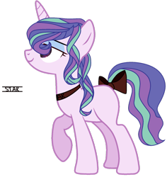 Size: 1024x1083 | Tagged: safe, artist:k3elliebear, oc, oc:galaxy rose, species:pony, species:unicorn, bow, female, mare, simple background, solo, tail bow, transparent background