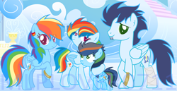 Size: 1024x528 | Tagged: safe, artist:mlplover0711, character:rainbow dash, character:soarin', parent:rainbow dash, parent:soarin', parents:soarindash, ship:soarindash, family, female, male, offspring, shipping, straight