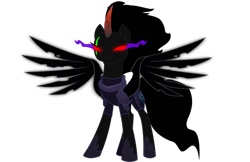 Size: 1024x663 | Tagged: safe, artist:venjix5, character:king sombra, character:pony of shadows, character:tempest shadow, species:alicorn, species:pony, species:unicorn, alicornified, armor, blank eyes, colored horn, corrupted, curved horn, eye scar, female, fusion, glowing scar, horn, mare, oh no, possessed, race swap, red eyes, scar, simple background, solo, sombra eyes, sombra's horn, spread wings, tempest gets her horn back, tempest gets her wings back, tempest with sombra's horn, tempesticorn, transparent background, well shit, wings, xk-class end-of-the-world scenario