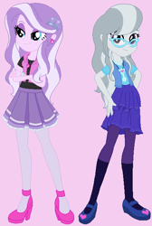 Size: 432x643 | Tagged: dead source, safe, alternate version, artist:sarahgdo, base used, character:diamond tiara, character:silver spoon, my little pony:equestria girls, clothing, duo, duo female, female, older, older diamond tiara, older silver spoon