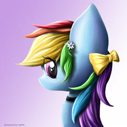 Size: 3445x3445 | Tagged: safe, artist:ap0st0l, character:rainbow dash, species:pony, bow, collar, female, solo