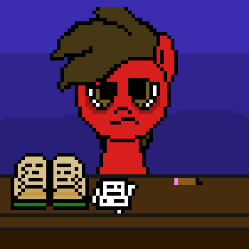 Size: 350x350 | Tagged: safe, artist:nukepony360, oc, oc only, oc:nuclear fission, species:earth pony, species:pony, animated, bags under eyes, facedesk, homework, male, pencil, pixel art, procrastination, spongebob squarepants, stallion, the, tired
